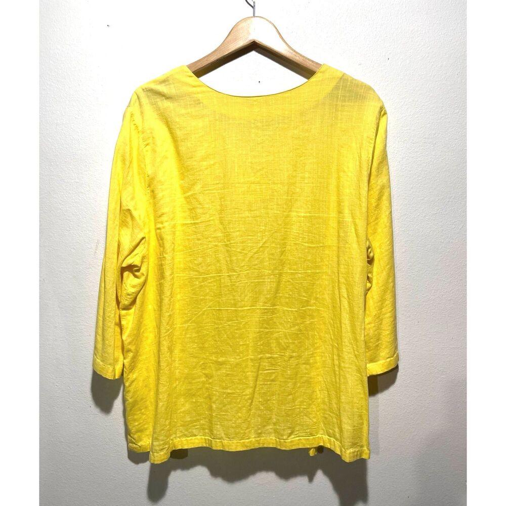 Pappagallo tunic top embroidery summer vacation resort bright yellow women 2X - Picture 2 of 6